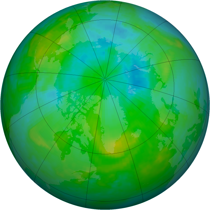 Arctic ozone map for 09 August 1986
